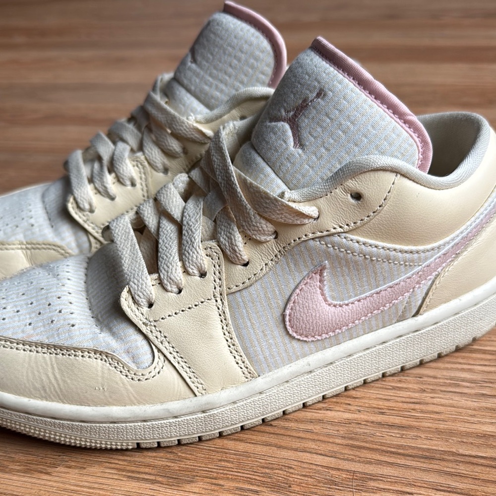 Nike Cream and Pink Jordan 1 Sneakers